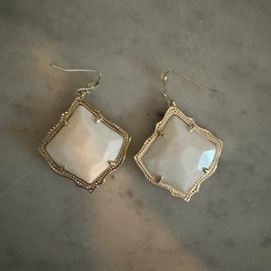 Kirsten Drop Earrings in Gold - White Stone